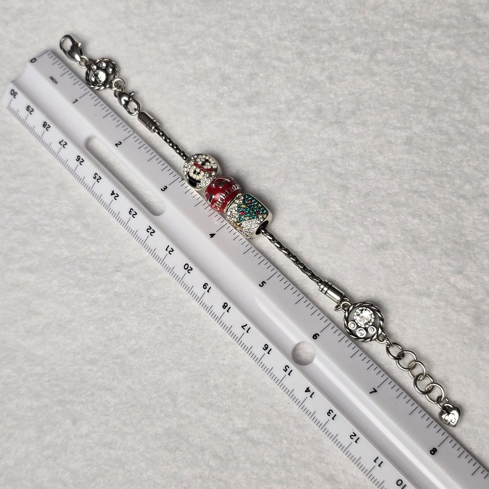 Brighton Christmas Charm Bracelet Silver Tone Snowman Tree Ho Ho Ho Crystal 8" - Picture 6 of 8